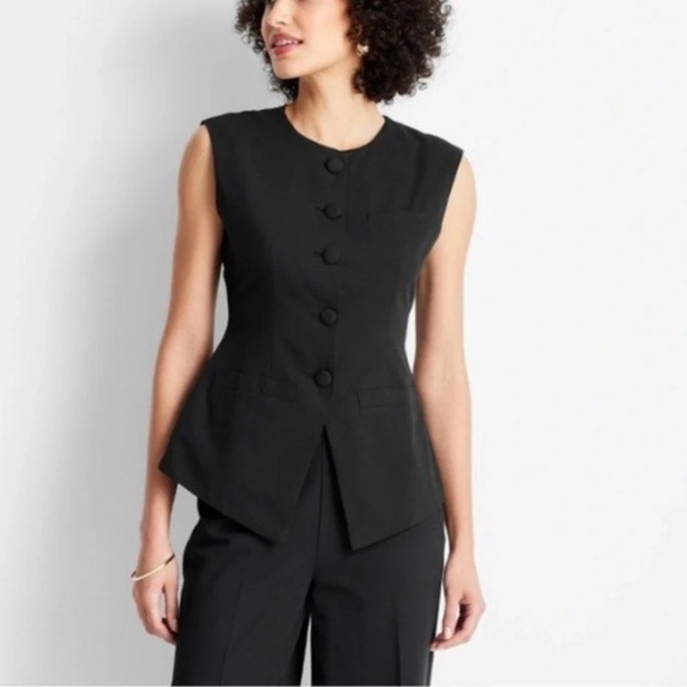Future Collective Jenee Naylor Tailored Vest Top Sleeveless Waistcoat Sz 14 NEW